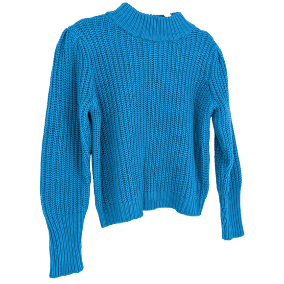Sincerely Ours Bright Blue Chunky Knit Mock Neck Sweater Retro Twee Small - Picture 4 of 6